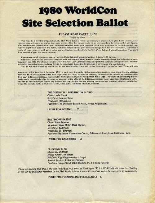 Site Selection Ballot